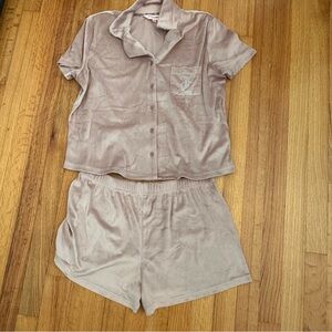 JUICY COUTURE Sleepwear Two Velour PJ Set Top Shorts Rhinestone L (o)